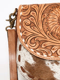 American Darling ADBGA211A Messenger Hand Tooled Hair On Genuine Leather women bag western handbag purse