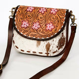 American Darling Messenger Hand Tooled Hair On Genuine Leather women bag western handbag purse