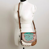 American Darling Messenger Hand Tooled Hair On Genuine Leather women bag western handbag purse