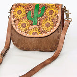 American Darling ADBGA211H Messenger Hand Tooled Hair On Genuine Leather women bag western handbag purse