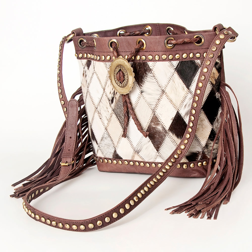 American Darling ADBGI102D Bucket Hair On Genuine Leather women bag western handbag purse