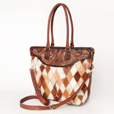 American Darling Tote Hand Tooled Hair On Genuine Leather Women Bag Western Handbag Purse