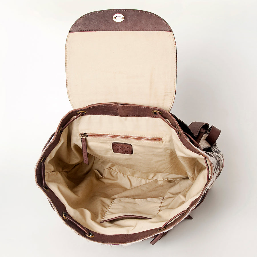 American Darling Backpack Hair-On Cowhide Genuine Vegetable Tanned Leather Drawstring Western Travel Bag 15in X 14in X 7in
