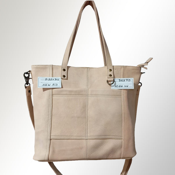 Beige canvas tote bag with stitched panel detail - Uhorse