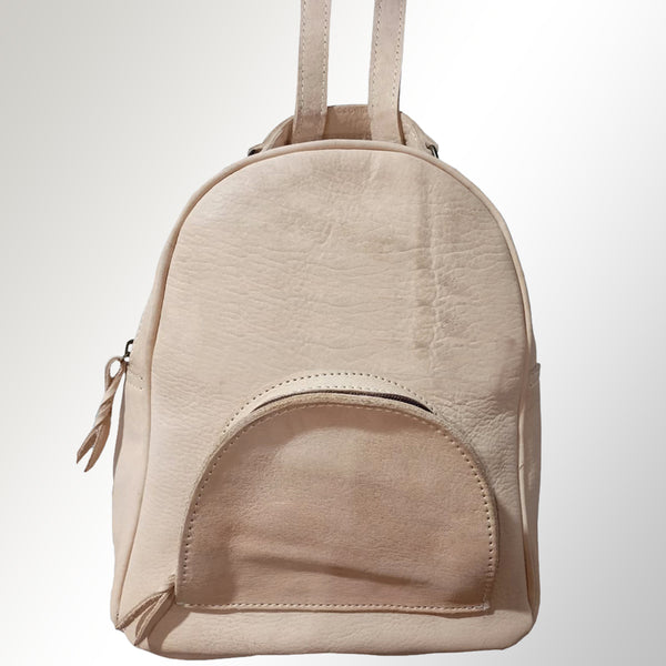 Cream leather backpack with curved pocket detail - Uhorse
