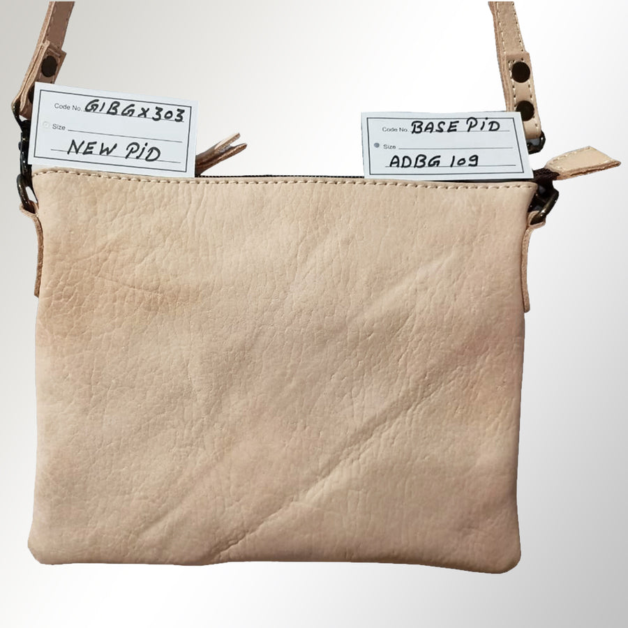 Beige leather crossbody bag with tan straps - Uhorse