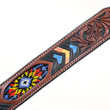 BAR H EQUINE Genuine Horse Western Leather Breast Collar Beaded Inlay Brown