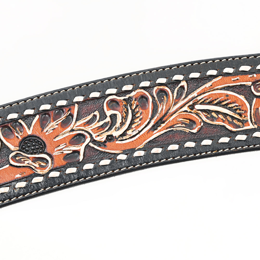 BAR H EQUINE Genuine Horse Hand Tooled Leather Curved Breast Collar Brown