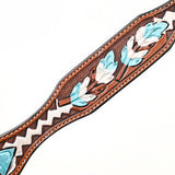 BAR H EQUINE Genuine Horse Hand Tooled Painted Arrow Leather Breast Collar Brown