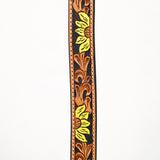 Bar H Equine Horse Genuine Leather Floral Design Tie Downs Snap Ends Tan