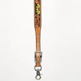 Bar H Equine Horse Genuine Leather Floral Design Tie Downs Snap Ends Tan