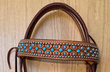 Bar H Equine Western Horse Genuine Leather Hand Tooled  Headstall Tan