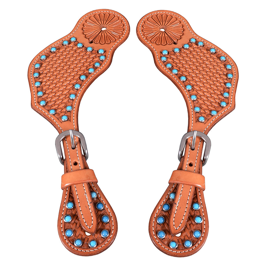 Bar H Equine Leather Spurs Straps for Adults - Western women's Spur Straps for Horse Riding, Barrel Racing, Show - Uhorse
