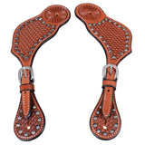 Bar H Equine Leather Spurs Straps for Adults - Western Womens Spur Straps for Horse Riding, Barrel Racing, Show, and Rodeo - Brown