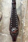 Bar H Equine Western Horse Genuine Leather Hand Tooled One Ear Headstall Dark Brown