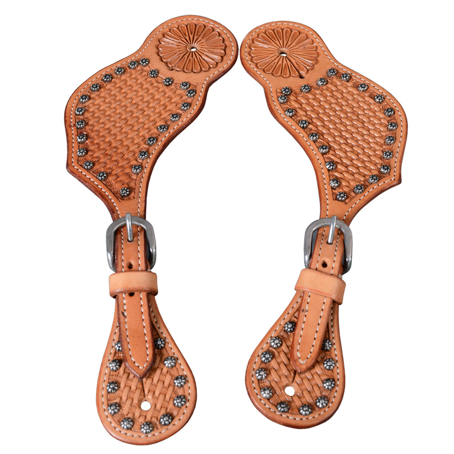 Tan leather western paddle with silver conchos - Uhorse