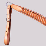 BAR H EQUINE Western Horse Basket Weave Genuine Leather Breast Collar Tan