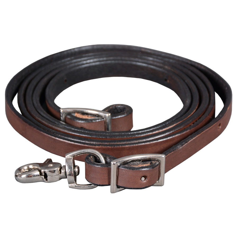 BAR H EQUINE Western Leather Horse Rein With Adjustable Buckle Dark Brown - Uhorse