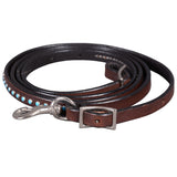 BAR H EQUINE W. Leather H. Rein With Adjustable Buckle Dark Brown – by Hilason – Cowboy and equestrian accessories