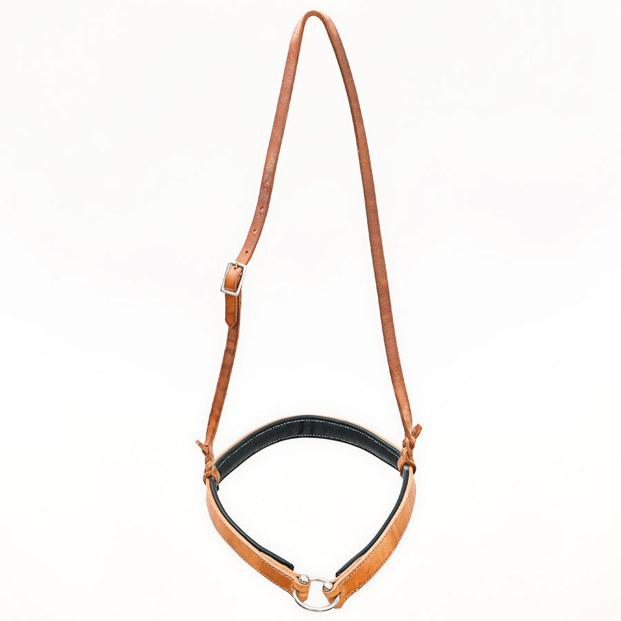 Bar H Equine Western Horse Genuine Leather Hand Tooled Nose band Tan