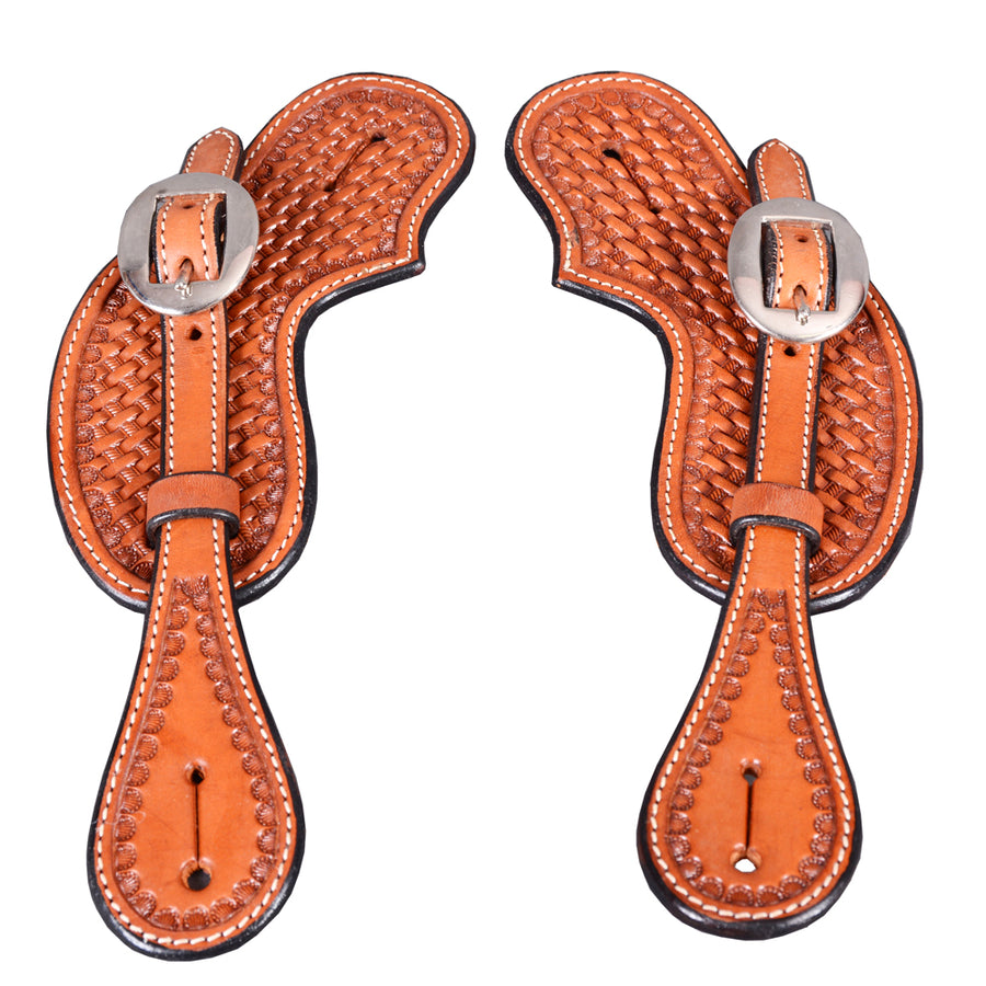 Bar H Equine Leather Spurs Straps for Adults - Western women's Spur Straps for Horse Riding, Barrel Racing, Show - Uhorse