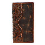 3D Western Mens Wallet Rodeo Leather Tooled Floral Brown