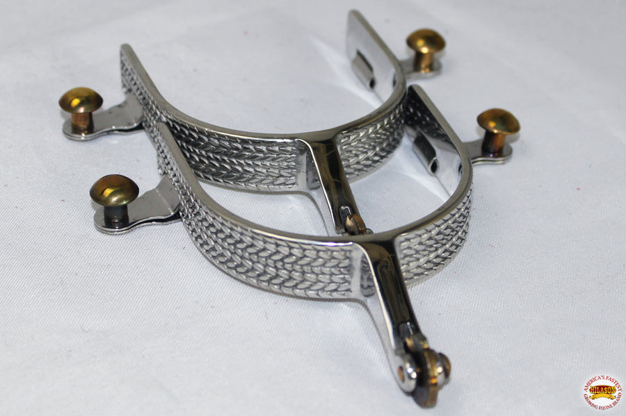 Hilason Western Stainless Steels Engraved Band Men's Spur Rosebud Rowels