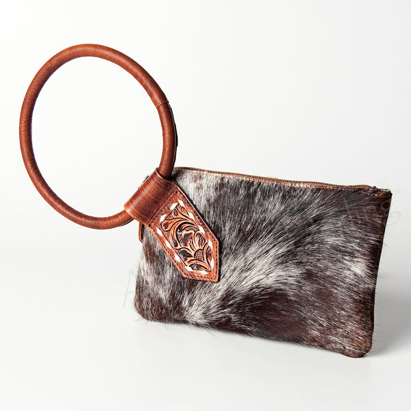 American Darling Wristlet Hand Tooled Hair On Genuine Leather Western Women Bag | Handbag Purse Travel Clutch - Uhorse
