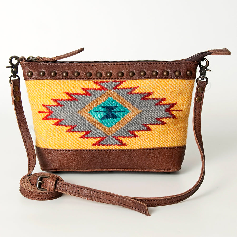 American Darling Cross body Bag for Women, Premium Vegetable-Tanned Full Grain Leather, Hand Woven Saddle Blanket & YKK Zipper