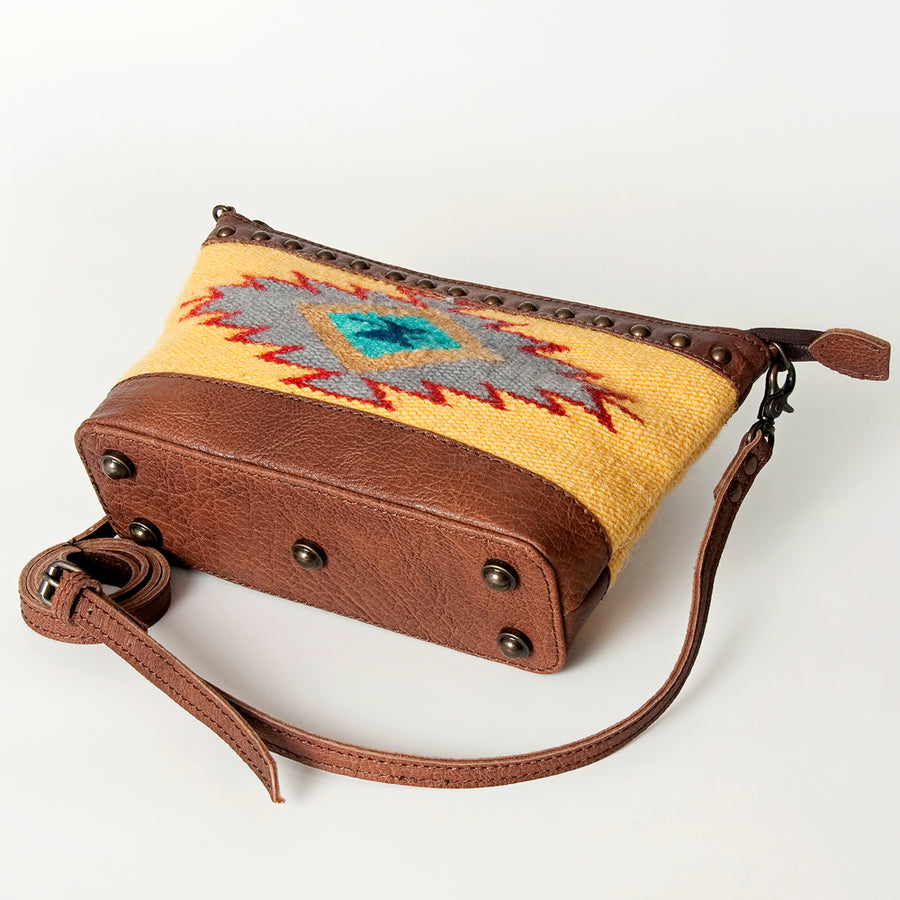 American Darling Cross body Bag for Women, Premium Vegetable-Tanned Full Grain Leather, Hand Woven Saddle Blanket & YKK Zipper