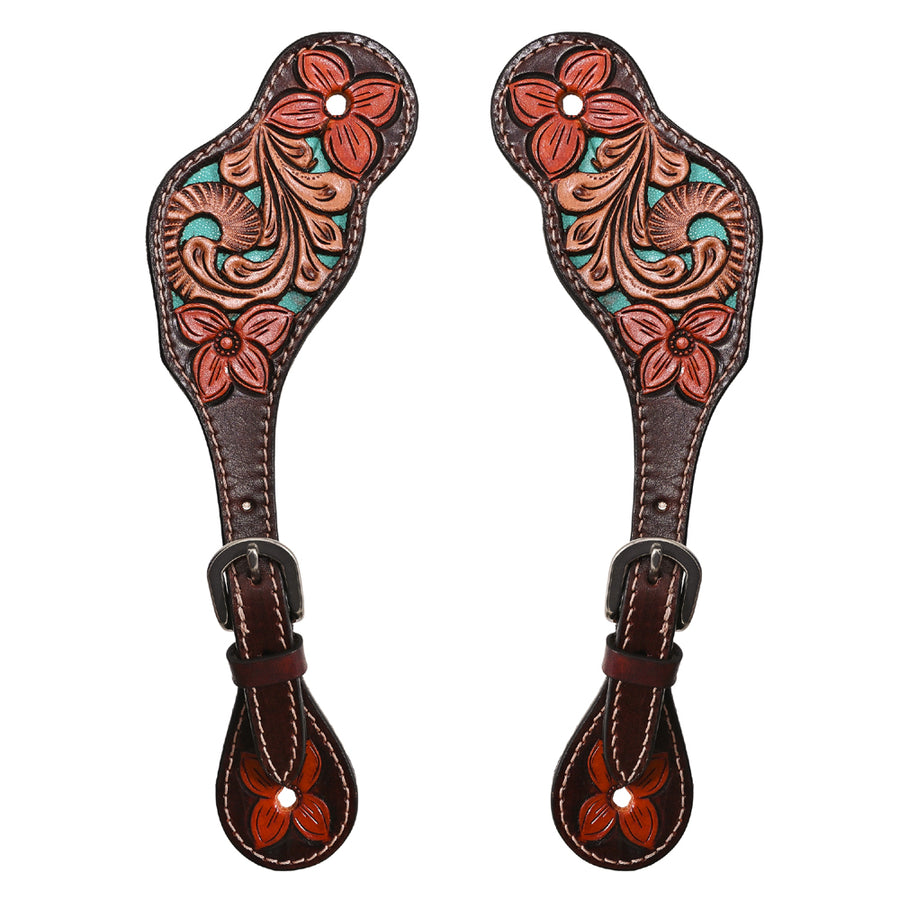 Bar H Equine Horse Riding Western Leather Spurs Straps for Adults women's - Uhorse