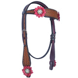 Bar H Equine American Leather Horse Saddle Tack One Ear Headstall | Breast Collar | Browband Headstall | Spur Straps | Wither Strap | Tack Set for Horses BER115