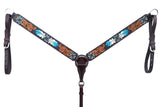 Bar H Equine American Leather Horse Saddle Tack One Ear Headstall | Breast Collar | Browband Headstall | Spur Straps | Wither Strap | Tack Set for Horses BER117