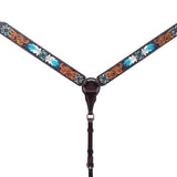 Bar H Equine American Leather Horse Saddle Tack One Ear Headstall | Breast Collar | Browband Headstall | Spur Straps | Wither Strap | Tack Set for Horses BER117
