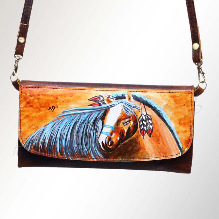 American Darling Small Cross body Bag Genuine Vegetable Tanned Leather Wallet Purse Western Handbag 4in x 1in x 8in