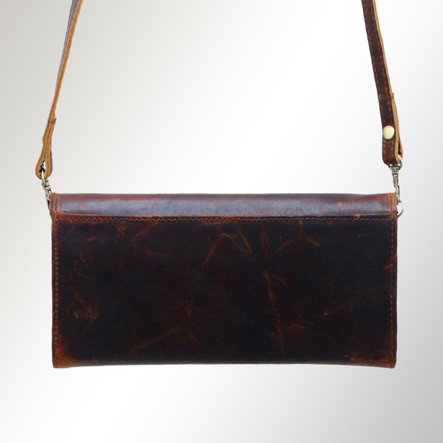 American Darling Small Cross body Bag Genuine Vegetable Tanned Leather Wallet Purse Western Handbag 4in x 1in x 8in