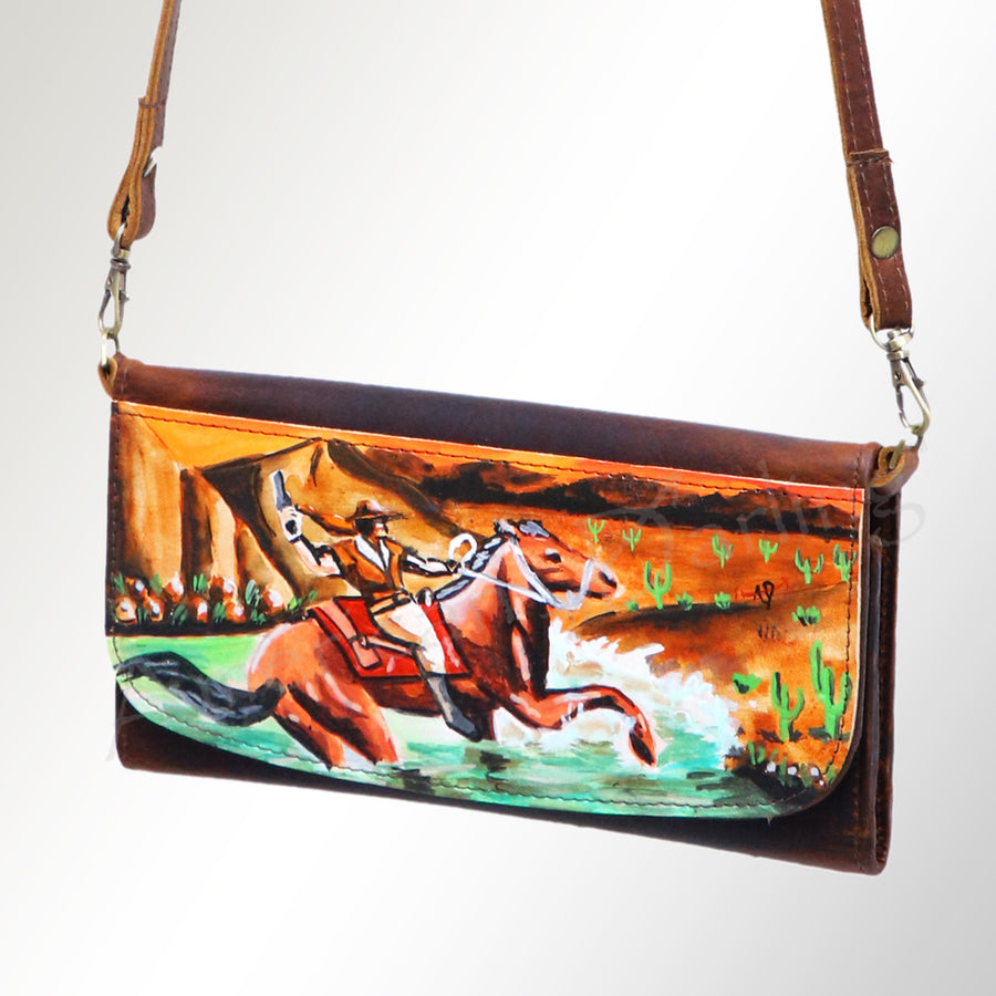 American Darling Hand-Painted Western Leather Small Cross body Bag - Uhorse