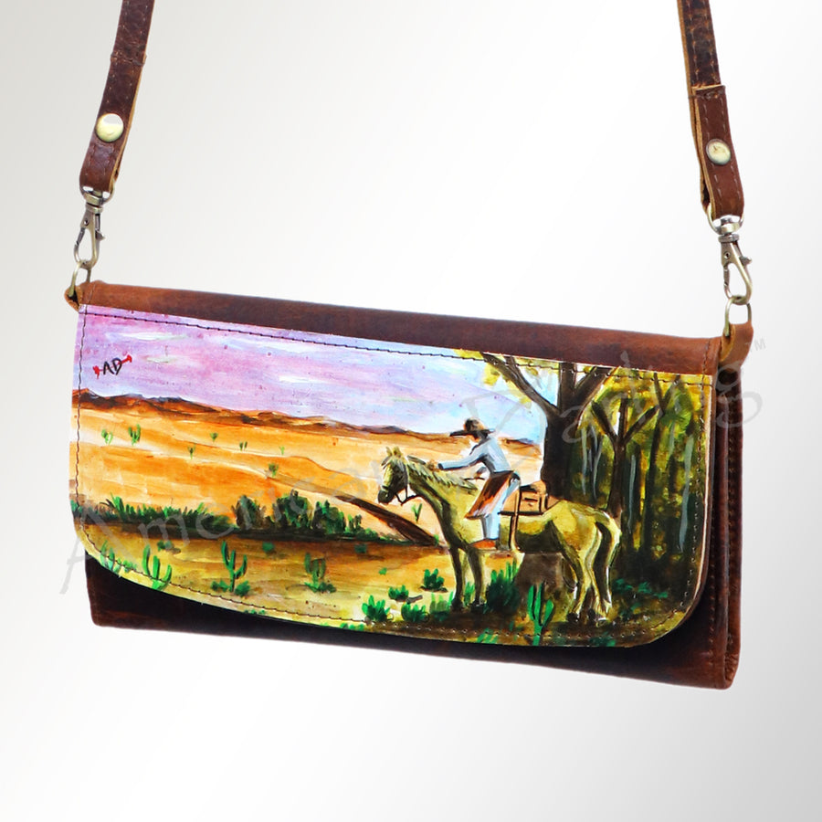 American Darling Hand-Painted Western Leather Small Cross body Bag - Uhorse