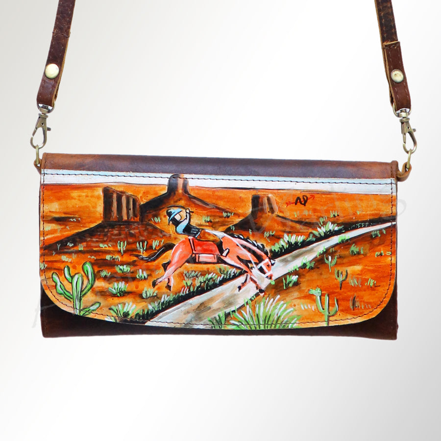 American Darling Small Cross body Bag Genuine Vegetable Tanned Leather Wallet Purse Western Handbag 4in x 1in x 8in
