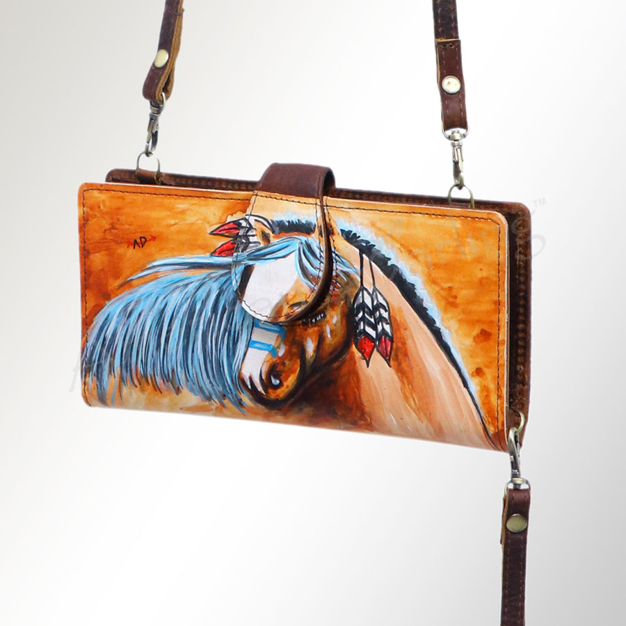 American Darling Wallet Full Grain Genuine Leather Western Women Bag | Handbag Purse Wristlet Travel Clutch - Uhorse