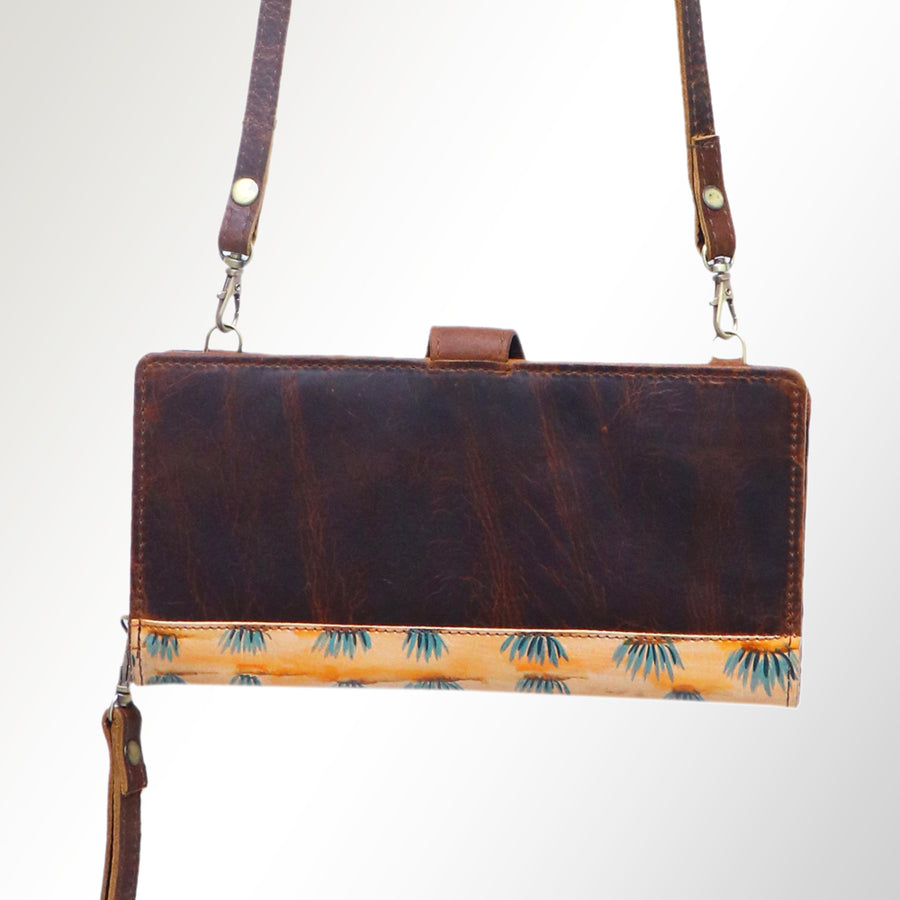 American Darling Wristlet Bag, Hand-Painted Genuine Leather, Western Vegetable Tanned Full Grain Leather Wallet Bag