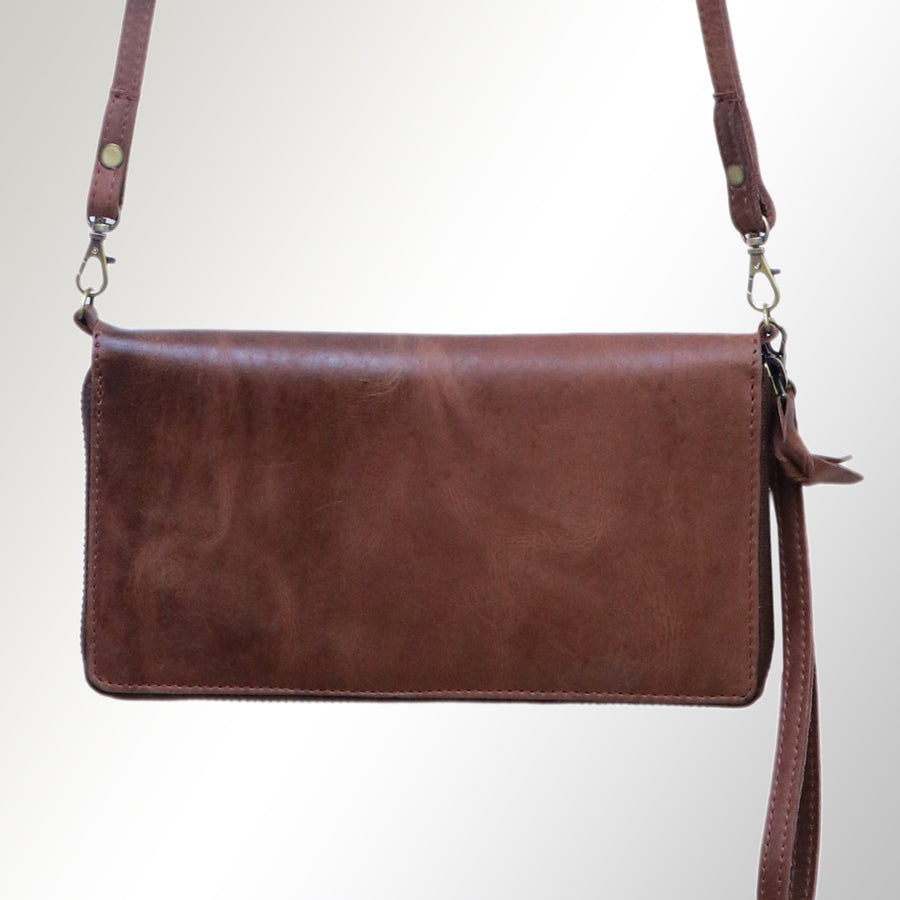 American Darling Organiser Bag, Genuine Vegetable Tanned Full Grain Leather, Handcrafted Western Purse, 4.5in X 8.5in X 1in