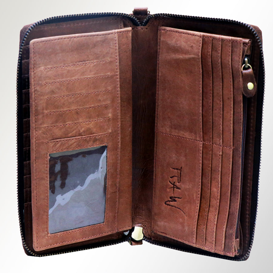 American Darling Organiser Bag, Genuine Vegetable Tanned Full Grain Leather, Handcrafted Western Purse, 4.5in X 8.5in X 1in