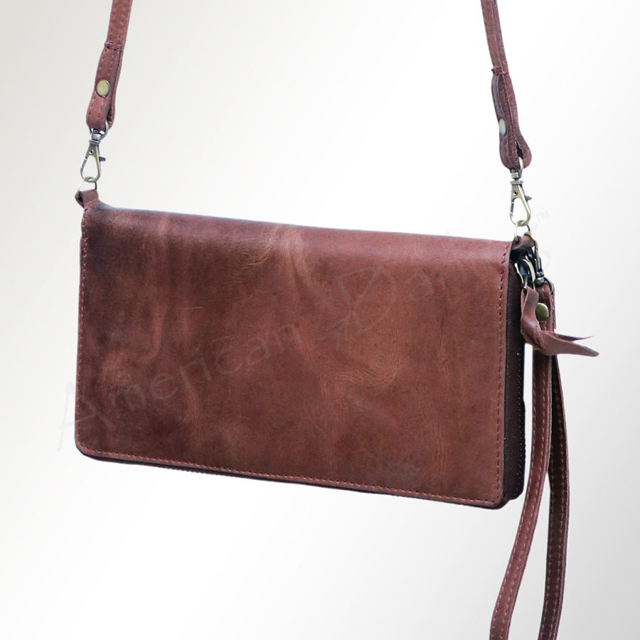 American Darling Handcrafted Western Leather Organiser Bag - Minimalist Rustic Brown - Uhorse