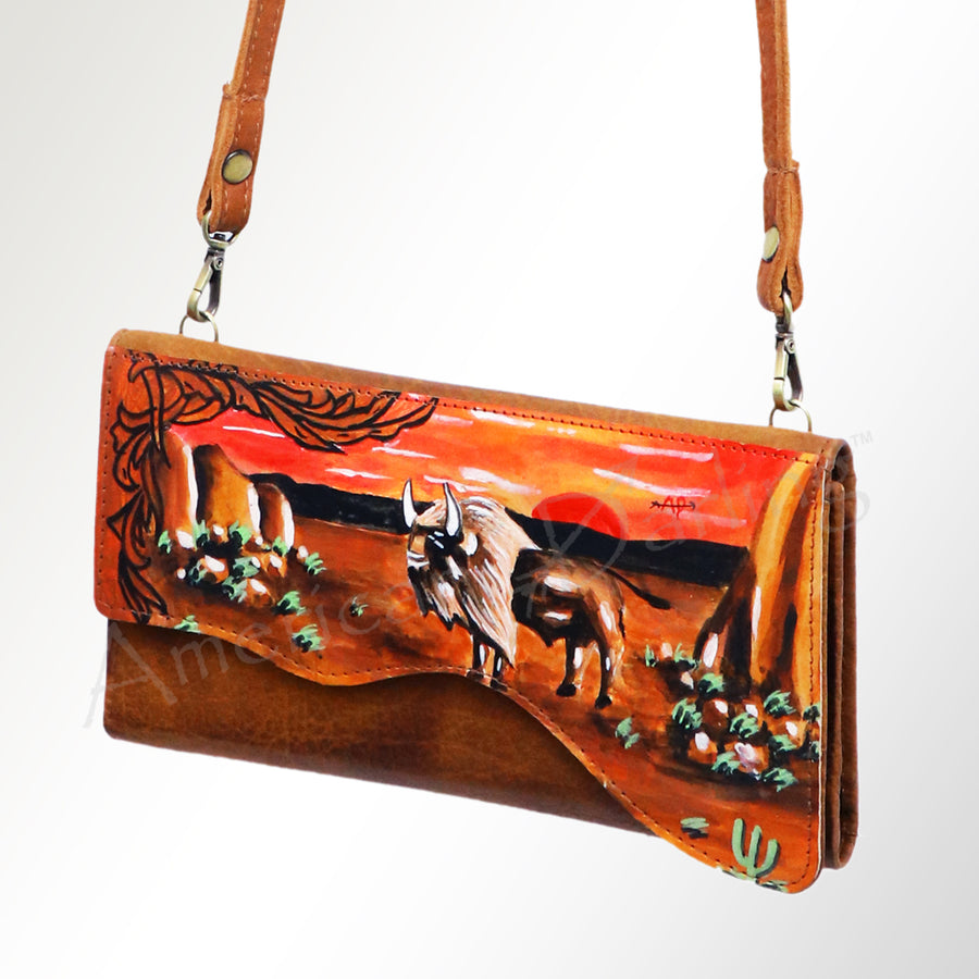 American Darling Hand Painted Western Leather Small Cross body Bag - Handcrafted - Uhorse