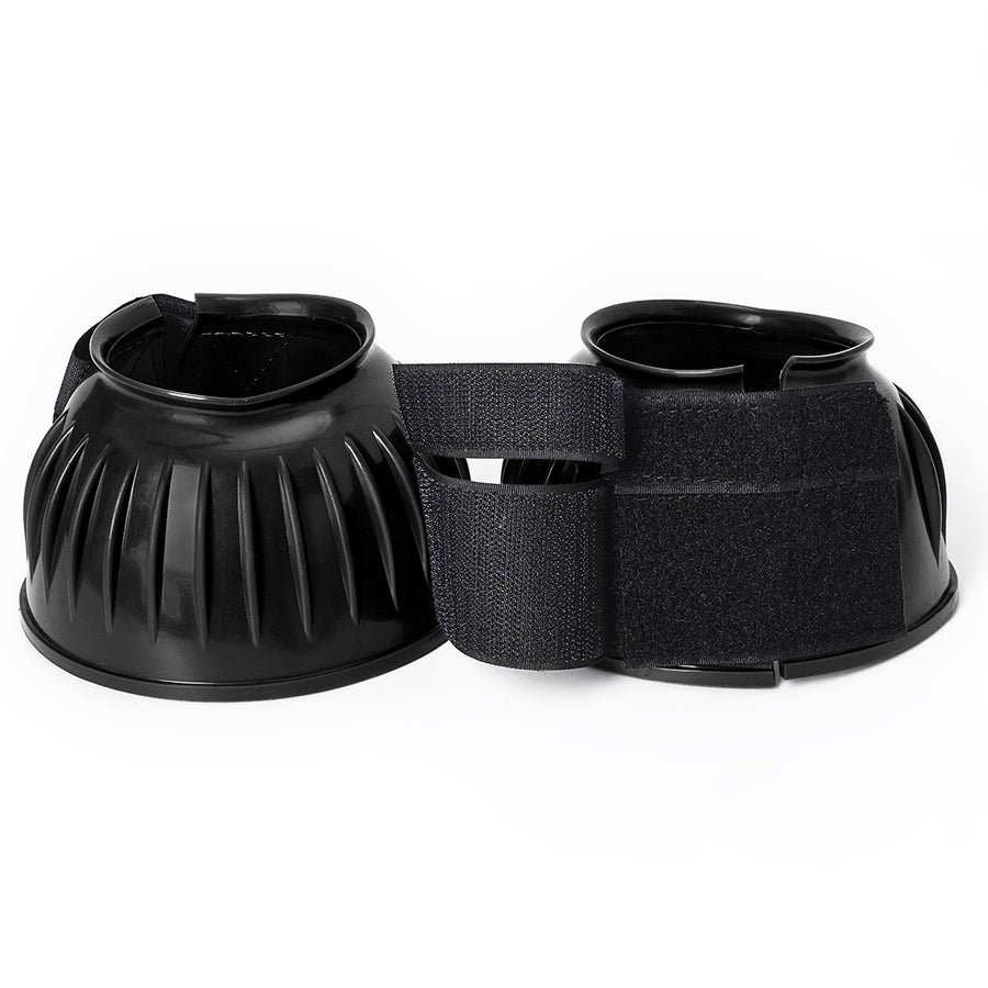 HILASON Western Horse Rubber PVC Ribbed Double Hook and Loop Bell Boots Training Protective Shock Absorbing Leg