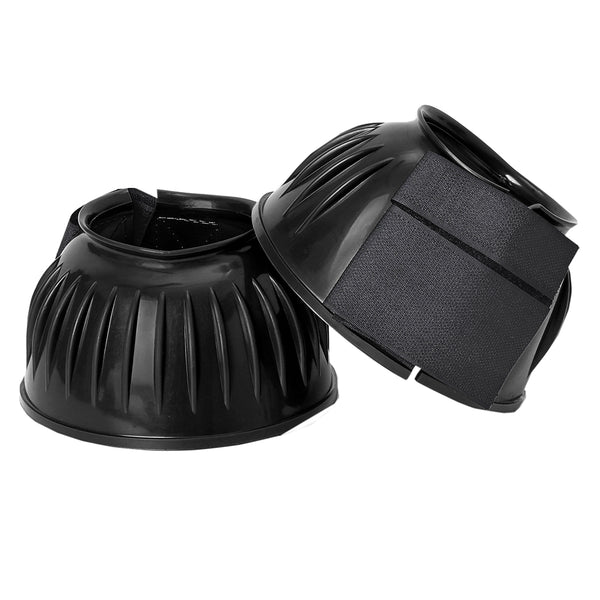 Hilason Western Horse PVC Ribbed Double Hook and Loop Leg Bell Boots - Uhorse