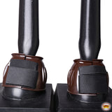 Hilason PVC Ribbed Double Hook and Loop Bell Boots Brown