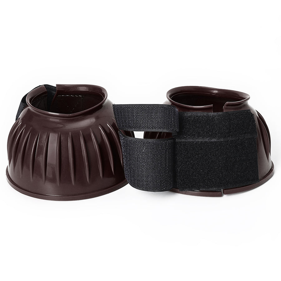 HILASON Western Horse Rubber PVC Ribbed Double Hook and Loop Bell Boots Training Protective Shock Absorbing Leg