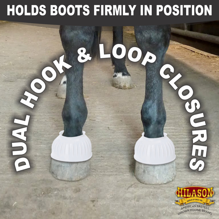 HILASON Western Horse Rubber PVC Ribbed Double Hook and Loop Bell Boots Training Protective Shock Absorbing Leg